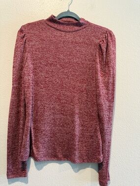 Women’s Long Sleeve Mock Neck Sweater - Burgundy. PTP 18”. Length 24”